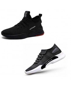 Dark Grey and Black colored running shoes for Mens Pack of 2